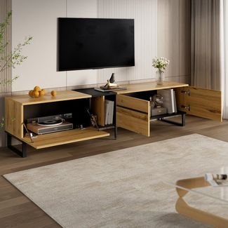 REDOM TV-Schrank Flexibler TV-Schrank mit intelligentem Klappfach-System,180x38x45 cm (Packung, 1-St, Robuste Ausführung für eine individuelle und aufgeräumte Wohnwand) mit offenen Fächern, Doppeltüren & höhenverstellbaren Füßen