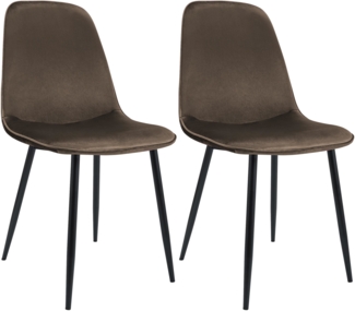 CLP 2er Set Esszimmerstuhl Maryam gepolstert mit Rückenlehne,braun Samt