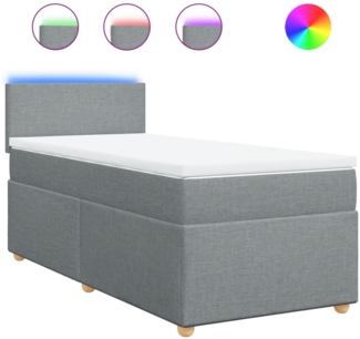 vidaXL Boxspringbett mit Matratze Hellgrau 90x200 cm Stoff 3288856