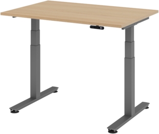 bümö elektrisch höhenverstellbarer Schreibtisch 120x80 cm in Eiche, Gestell graphit - Schreibtisch höhenverstellbar elektrisch mit Memory-Steuerung, elektrischer Schreibtisch, Gaming Tisch, XDSM-12-E-G