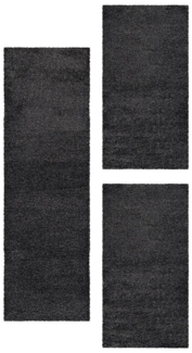 SIMPEX24 Hochflor-Bettumrandung Unicolor - Einfarbig, Höhe 50 mm, (Bett-Set, 3-tlg, Bettvorlage), Schlafzimmer Teppich Bettumrandung Läufer Set 3 teilig