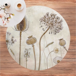 Bilderdepot24 Teppich Vinyl Wohnzimmer Schlafzimmer Flur Küche Vintage modern, rund - beige glatt, nass wischbar (Küche, Tierhaare) - Saugroboter & Bodenheizung geeignet