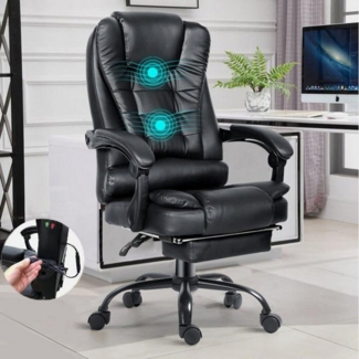 oyajia Bürostuhl Ergonomischer Bürostuhl Massage Chefsessel Drehstuhl Gaming Büro Stuhl, Drehsessel mit verstellbare Lendenkissen, Kopfkissen und Armlehnen