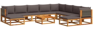 vidaXL 11-tlg. Gartensofa-Set mit Kissen Holz Akazie & Seil 3278837