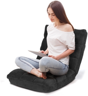 Bodenstuhl Faltbares Lazy Sofa Faul Tatami Bodenkissen Schwarz/Grau/Kaffeebraun-Schwarz