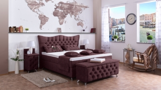 Meisterbetten Boxspringbett Rixi 200x200 in DS-Brombeere, Matratzenbezug Optiflex, Ergoflex-Topper