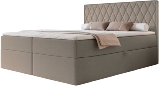 Selsey 'Carenzo' Boxspringbett mit Bonellmatratze, Topper, Chenille, hellbraun, 160x200 cm