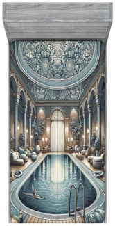 Abakuhaus Spannbettlaken Soft Dekorativer Stoff Bettwäsche Rund-um Elastischer Gummizug, Jugendstil Panorama einer Billardhalle