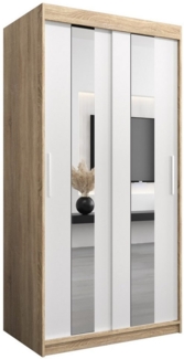 ABIKS MÖBEL Schwebetürenschrank POLE Schlafzimmerschrank - mit Spiegel, Kleiderstange und Regalen