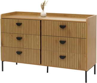 Kommode HWC-O39, Highboard Schrank, 6 Schubladen Melamin MDF 80x120x44cm ~ natur