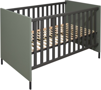 Babybett >Ole< in pine green matt / anthrazit matt - 78x93x144cm (BxHxT)
