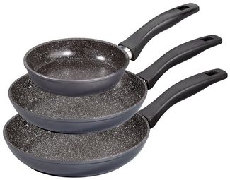 STONELINE Pfannen-Set, Aluminium (Pfannen-Set, 3-tlg, Pfannen-Set, 3 Pfannen), mit echten Steinpartikeln, induktionsgeeignet, Designed in Germany