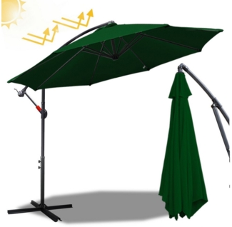 Clanmacy Sonnenschirm Sonnenschirm Ampelschirm,UV-Schutz,Eisen mit Ständer,300 cm,Grün