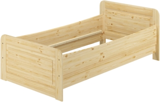 Erst-Holz Einzelbett, Seniorenbett extra hoch, Massivholz Kiefer, ohne Rollrost, 90x200 cm