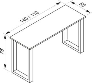 VCM Schreibtisch Lona 110x50 U-Fußgestell Sonoma-Eiche