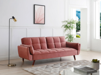 Vente-unique - Klappsofa 3-Sitzer mit Schlaffunktion - Samt - Rosa - GULCAN
