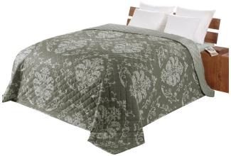 Delindo Lifestyle Tagesdecke Floral grau, beidseitig verwendbar