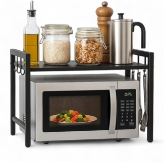 DanDiBo Verstellbares Küchenregal für Arbeitsplatte Schwarz Stehend 2 Stufig 40-64 cm Regal Küche 96613 Standregal