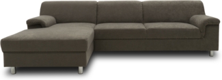 DOMO. collection Ecksofa Junin, Couch in L-Form, Füße mit Filzgleitern, Sofa, Polsterecke, Eckcouch, Polstergarnitur 251 x 150 x 72 cm (BxTxH), grau