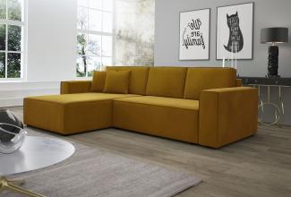 Ecksofa Schlafsofa Sofa CONOR Stoff Kronos Goldbraun Ottomane Links