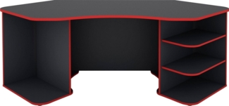 byLiving 'Thanatos' Schreibtisch in Anthrazit mit Kanten in Rot, viel Stauraum und XXL Tischplatte, 198 x 76 x 85 cm (BxHxT)