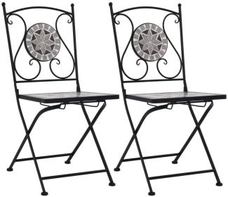 vidaXL Mosaik-Bistrostühle 2 Stk. Grau 46716
