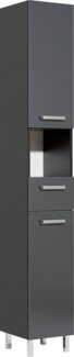 Saphir Hochschrank Quickset Badschrank 30 cm breit, 2 Türen, 1 Nische, 1 Schublade Badezimmer-Hochschrank inkl. Türdämpfer, Griffe in Chrom glänzend