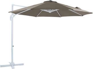 AXI Marisol Ampelschirm Rund Ø 300 cm in Weiß / Taupe Runder Sonnenschirm für Garten / Terrasse mit Aluminium Rahmen | Weiß, Taupe | Textil | 300 cm