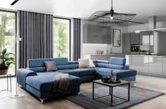 Wohnlandschaft mit Schlaffunktion Lacante und Bettkasten im modernen Design für stilvolles Wohnen