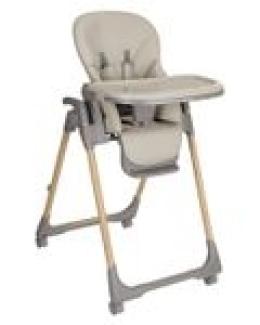 Kikkaboo Kinderhochstuhl Olive Räder mit Bremse klappbar höhenverstellbar Gurt beige