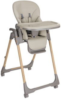 Kikkaboo Kinderhochstuhl Olive Räder mit Bremse klappbar höhenverstellbar Gurt beige