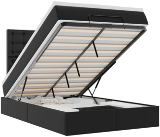 vidaXL Ottoman-Bett mit Matratze & LEDs Schwarz 120x200 cm Kunstleder 3313845