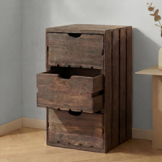 Kommode mit 3 Schubladen HWC-C62, Shabby-Look, Vintage, 53 x 32 x 26 cm ~ braun