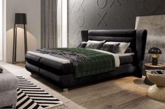 99rooms Tyson Boxspringbett 140x200 cm Kunstleder MADRYT Schwarz Bonell-Federung