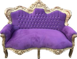 Casa Padrino Barock 2er Sofa "Master" mit Bling Bling Glitzersteinen Lila / Gold 160x70 x H. 128 cm