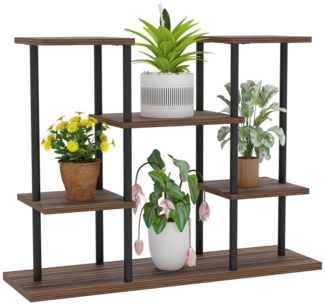 Outsunny Pflanzentreppe 4-Etagen, 61,5 cm hoch, aus Holz (mehrstöckig Pflanzenständer, 1 St, Blumenständer für Innen Außen), für Wohnzimmer, Garten Balkon, Verkohlt