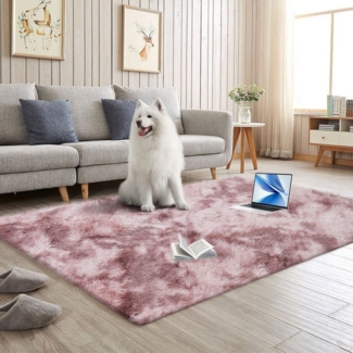 Simloveve Langflor-Teppich Superweicher flauschiger moderner Schlafzimmerteppich, Fuzzy Teppiche, rechteckig, Höhe: 37 mm, Kuschelteppich, Uni Farben, sehr weicher Flor, Wohnzimmer