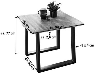SAM® Baumkantentisch Neapel, massives Akazienholz, Baumkante, Metallgestell U-Form, bis 3 Meter