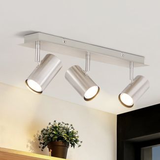 ZMH Deckenstrahler 3 Flammig Flurlampe Nickel - Deckenleuchte LED GU10 Deckenspots Modern Wohnzimmerlampe Schwenkbar 330°Wandstrahler für Korridor Wohnzimmer Schlafzimmer Küche Arbeitszimmer