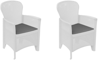 Dmora 2er-Set Gartenstühle Amilton, Gartensitz, Für drinnen und draußen, Mit Armlehnen, Made in Italy, 59x57 h86 cm, Weiß