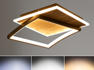 ECO Light 9240-PL2-Q WO LED Deckenleuchte OVEST schwarz mit holz