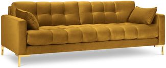 Micadoni Sofa Mamaia 4-Sitzer Samt Bluvel Gelb goldene Beine