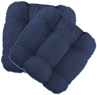 LILENO HOME Stuhlkissen Sitzkissen für Gartenstuhl, Küchenstuhl oder Esszimmerstuhl, Bequeme Indoor u. Outdoor Stuhlauflage als Stuhl Kissen Dunkelblau
