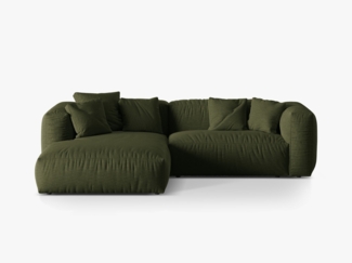 Micadoni Ecksofa Martina 2-Sitzer Strukturierter Stoff Grün Links