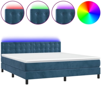 vidaXL Boxspringbett mit Matratze & LED Dunkelblau 160x200 cm Samt 3134655