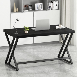 Schreibtisch Computertisch Büromöbel Holz Metallgestell 120 x 60 x 75.5 cm Schwarz