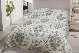 Tages-Decke XXL (220x240 cm) mit wattierter Zwischenlage, in verschiedenen gesteppten Patchwork Designs, Überwurf Steppbett (Floria)