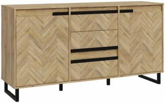 Sideboard Kommode SOLLETICO Optik: Bartex-Eiche mit Fischgrät-Design