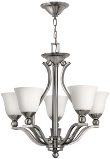 Kronleuchter, Hängelampe, Glas Stahl, Nickel, D 61 cm