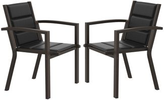 JUMMICO Gartenstuhl Stapelbar, Aluminium Gestell mit Komfortsitz aus Textilene, Niedrige Sitzhöhe mit Armlehnen für Balkon und Terrasse